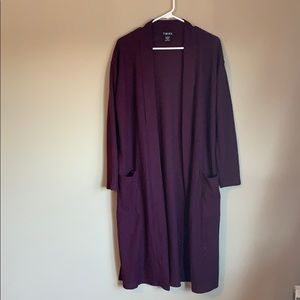 Purple waffle knit duster